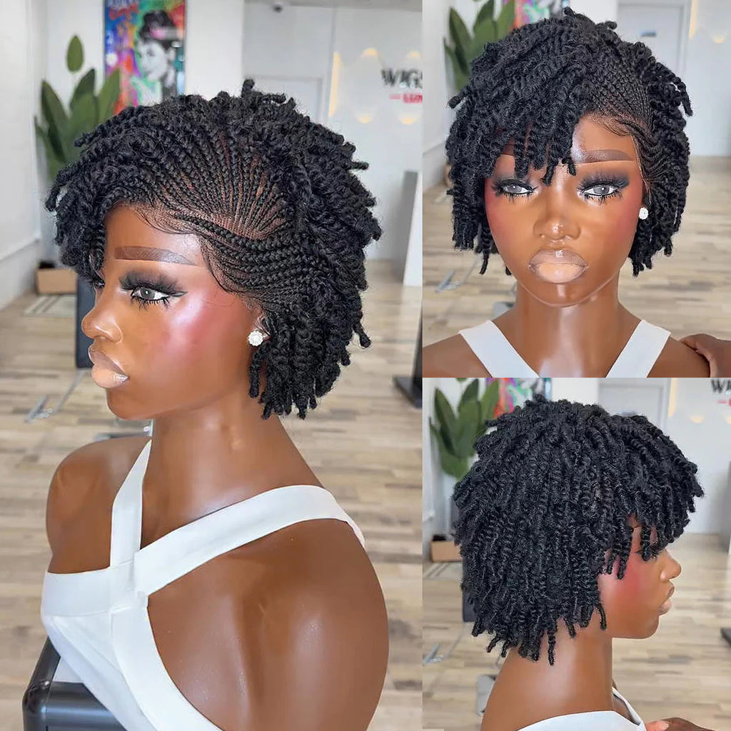 Full Lace Twist-out Afro kinky Cornrow Invisi Drawstring Wig