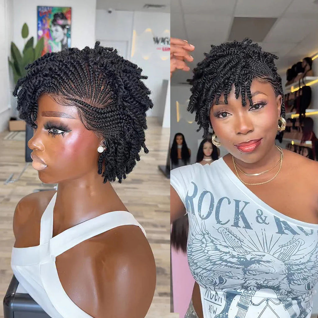 Full Lace Twist-out Afro kinky Cornrow Invisi Drawstring Wig