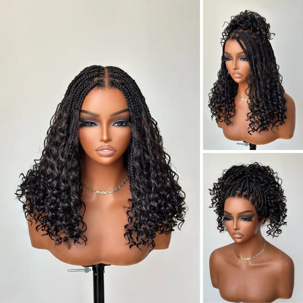 Elle Vane Full Lace Knotless Bohemian Braided Curls Invisi Drawstring HD lace Wig