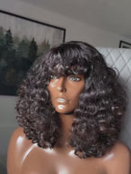 Glueless Voluminous Curly bob Wig With Bangs