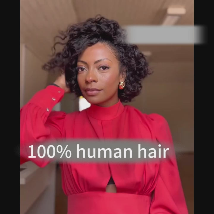 Elle Vane Glueless Pixie Curl 5x5 Closure Lace Water Wave Wig Human Hair Wig