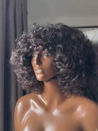 Glueless Voluminous Curly bob Wig With Bangs Human Hair Wig