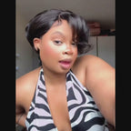 Glueless Curls Short Pixie Cut Side-Parted Bangs Wig Lace Closure Human Hair Wig