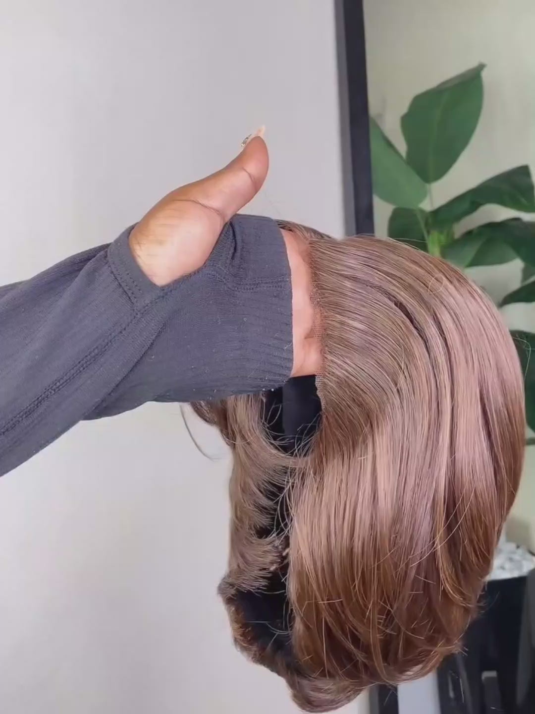 Glueless Brown Highlight Side Part Layered Pixie Cut Wig Human Hair Wig