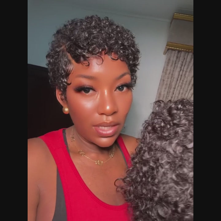 Elle Vane Lace Frontal Short Pixie Cut Curly Human Hair Wig