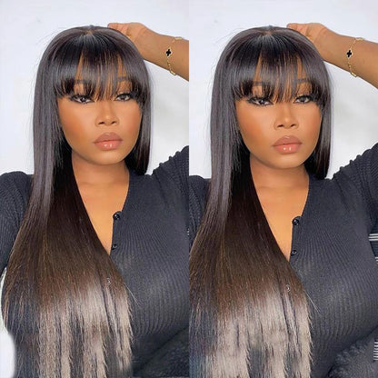 Wear & Go Glueless Straight Wig With Bangs Human Hair