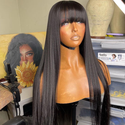 Wear & Go Glueless Straight Wig With Bangs Human Hair