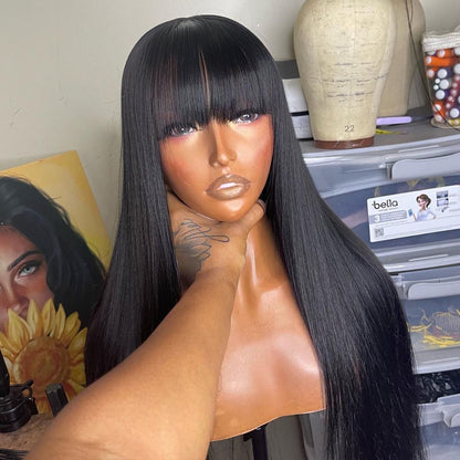 Wear & Go Glueless Straight Wig With Bangs Human Hair